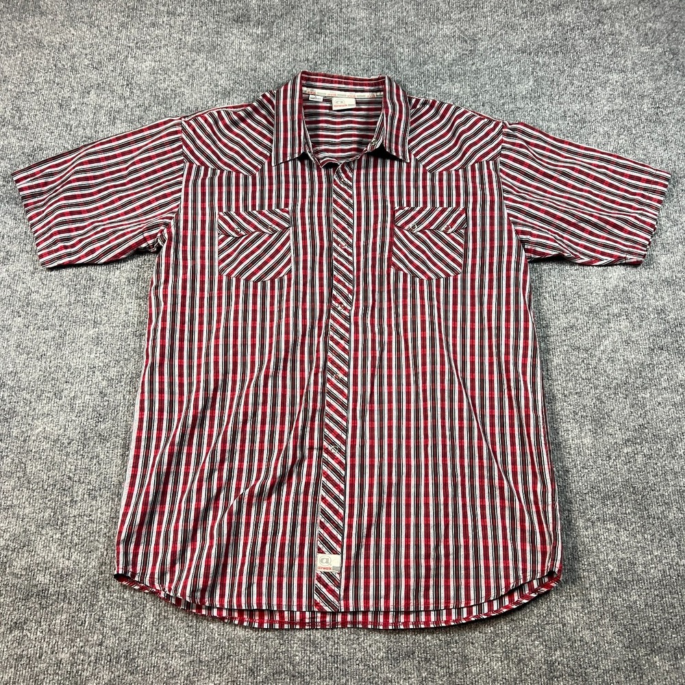 Airwalk Western Shirt Men Extra Large Multicolor Plaid Cotton Pleated Snap Front
